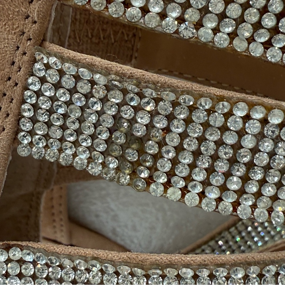 Steve Madden Malika Nude Rhinestone Strappy Heels Open Toe Sandals Size 6.5 US - Picture 11 of 12